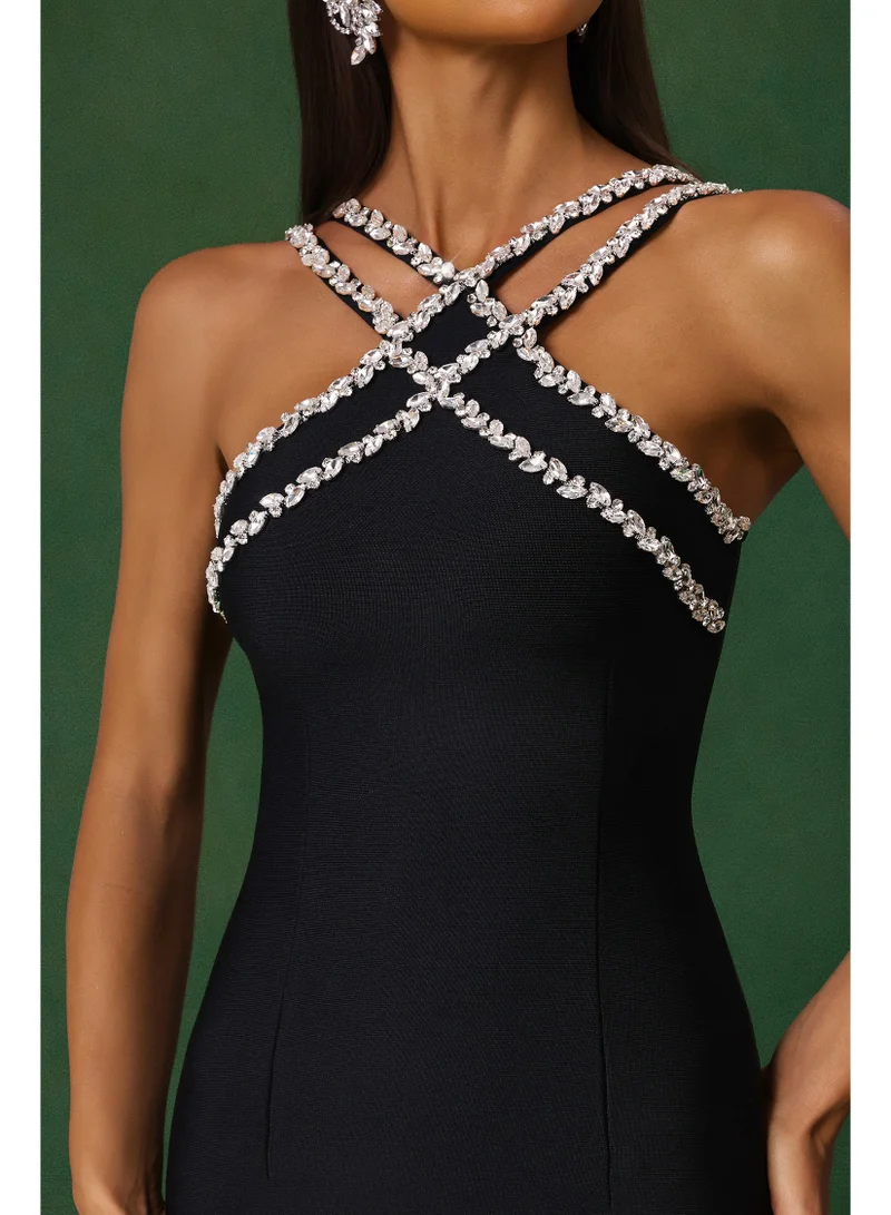 Bella Barnett  Nialla Sleeveless Diamond Flounce Bandage Maxi Dress for Women | Best Price UAE